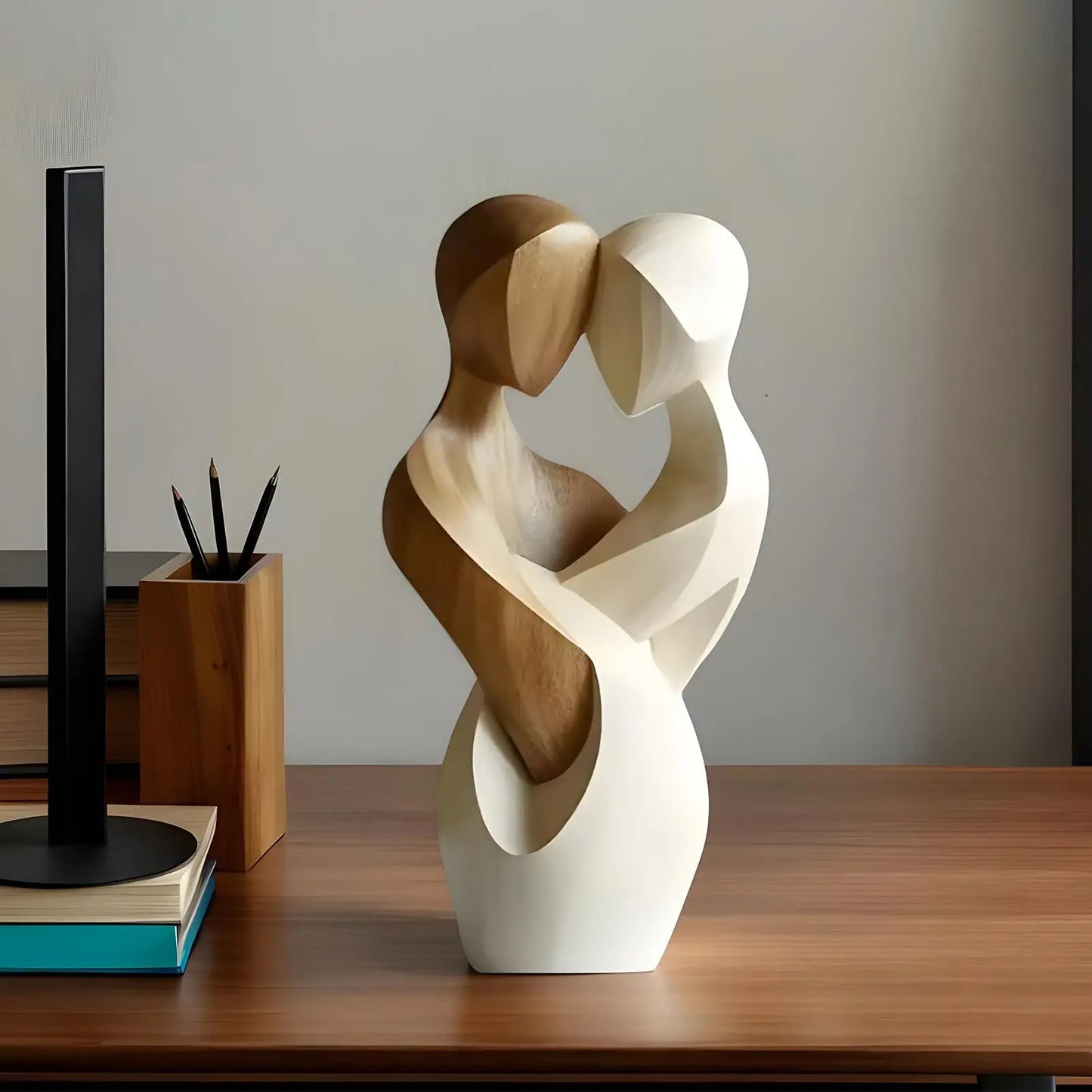 Handcrafted Wooden Couple Statue