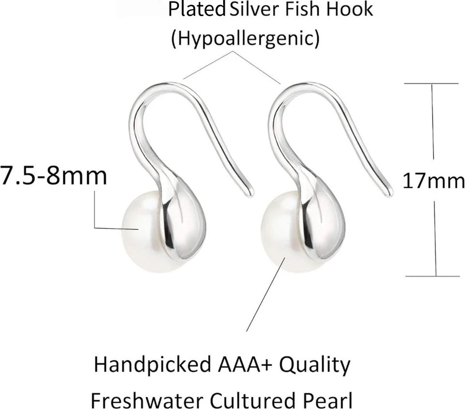 Silver Plated Gold Plated Hoop Handpicked AAA+ Quality White Freshwater Cultured Jewelry for Women