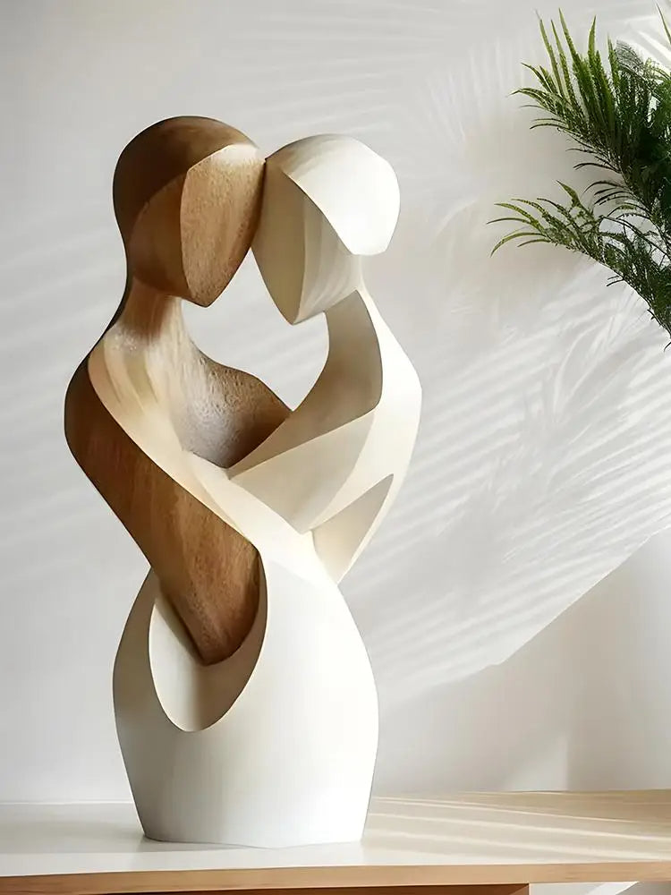 Handcrafted Wooden Couple Statue