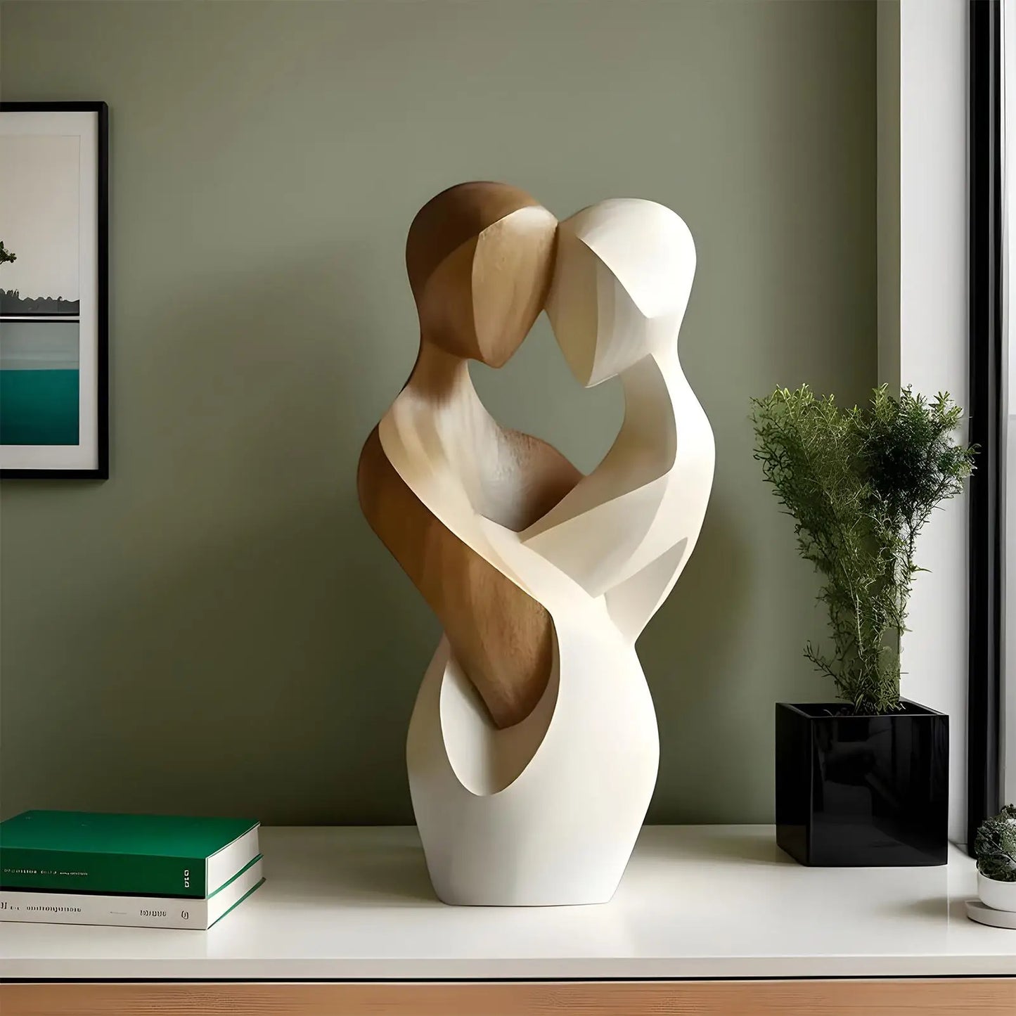 Handcrafted Wooden Couple Statue