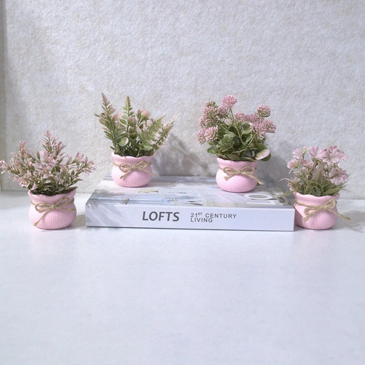 Mini Artificial Pink Series Flower Potted Plants,Home Decor,