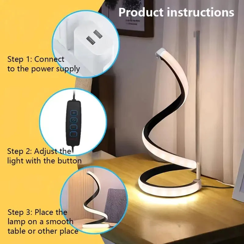 2025 LED Modern Spiral Bedside Table Lamp