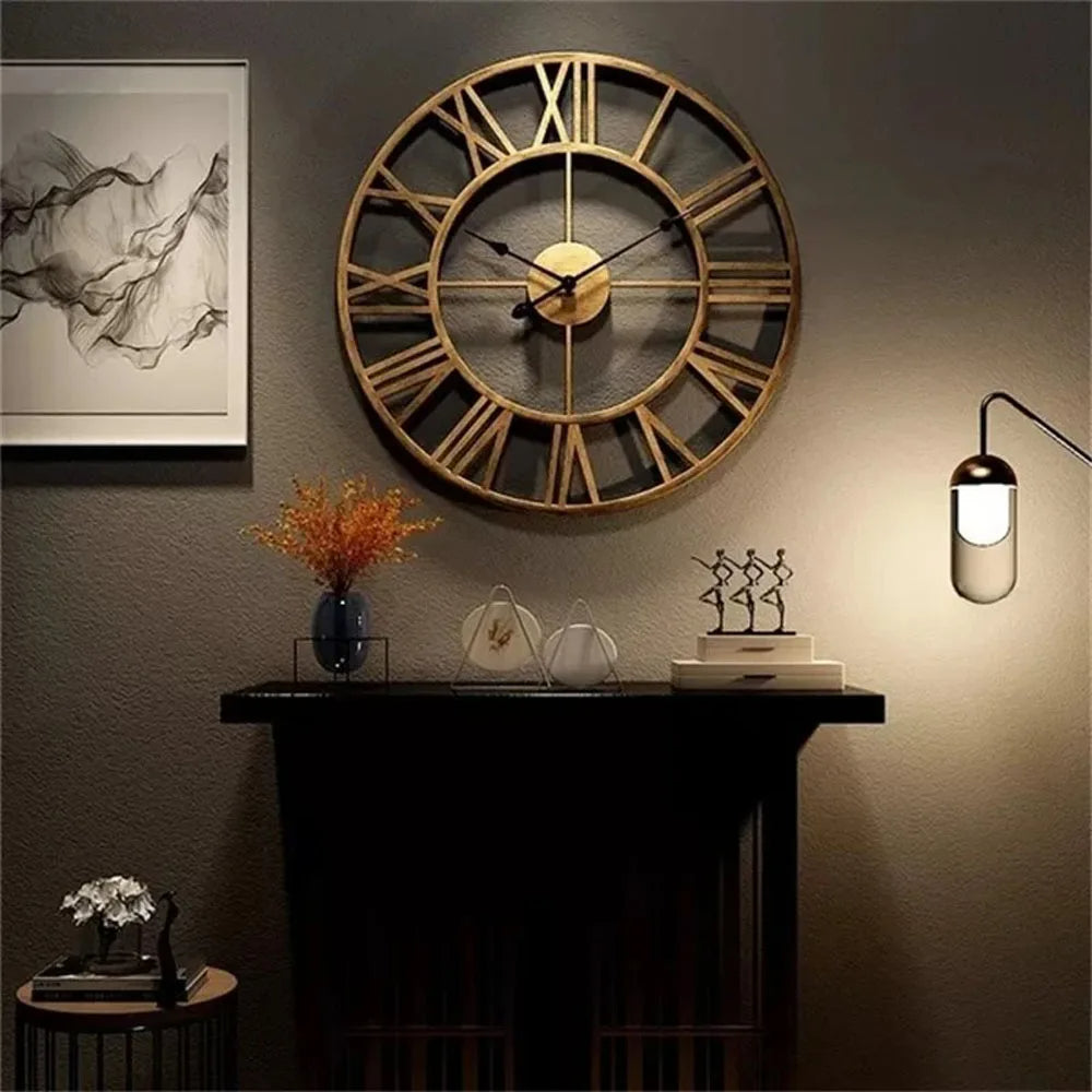 3D Roman Numerals Metal Wall Clock